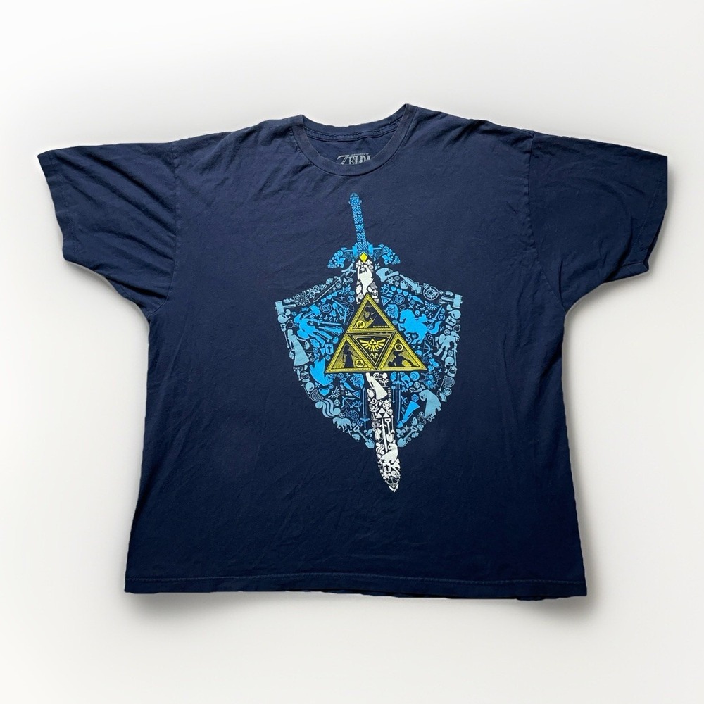 The Legend Of Zelda Shirt Adult 2XL XXL Blue Nintendo Retro Video Game Tee